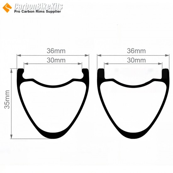 700C 35x36mm Symmetric Carbon Tubeless Gravel / CX Wheels Rim 700C 35x36mm Symmetric Carbon Tubeless Gravel / CX Wheels Rim